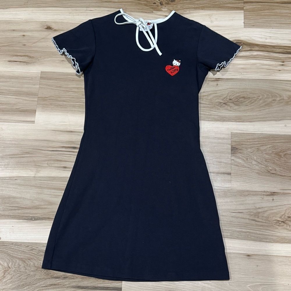 Lazy Oaf Hello Kitty Keyhole Blue Tie Mini Dress Women’s Small - Picture 2 of 6